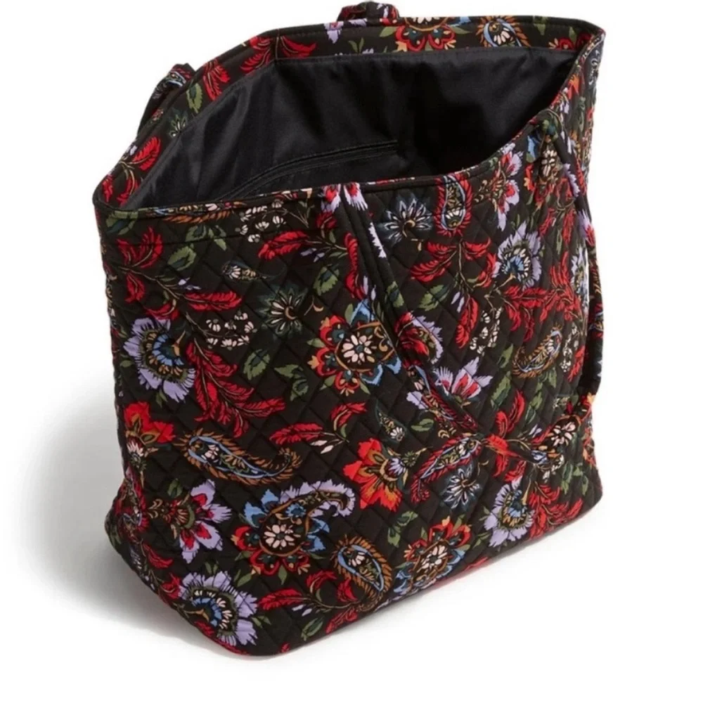 Vera Bradley Quilted Floral Tote in Red, Black, Purple and Green - Picture 2 of 6